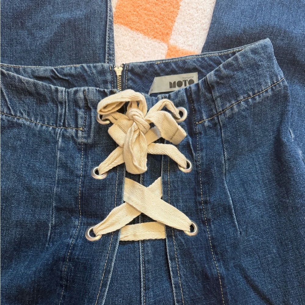 Topshop MOTO lace up denim jeans - Picture 2 of 9